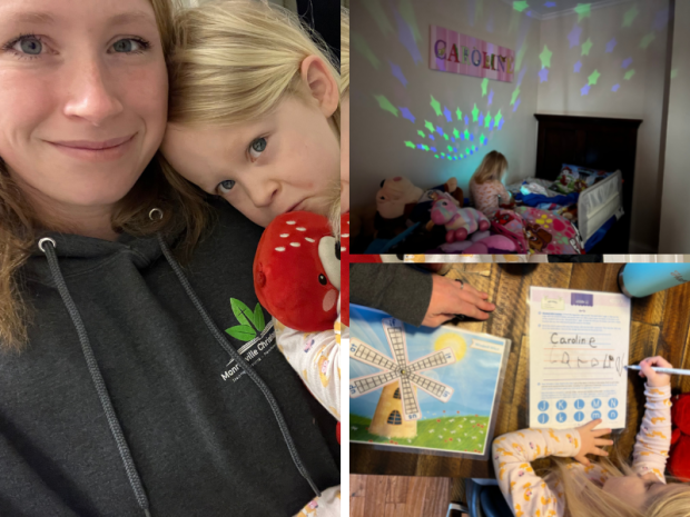 Mom and daughter selfie and The Good and The Beautiful Kindergarten Prep Course