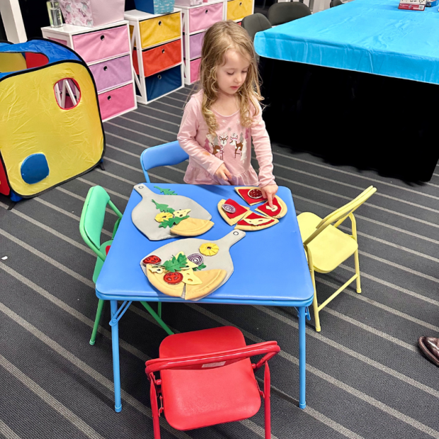 Girl playing with toys