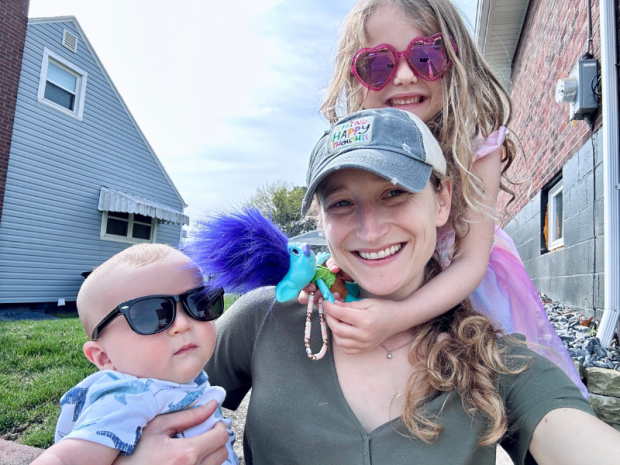Mom with baby and daughter wearing sunglasses