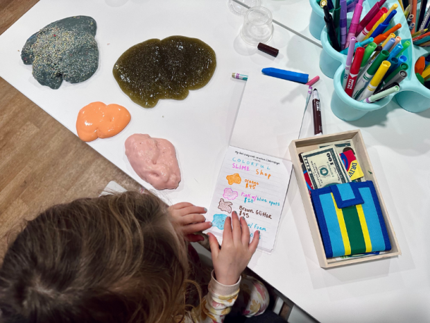 Girl playing with slime