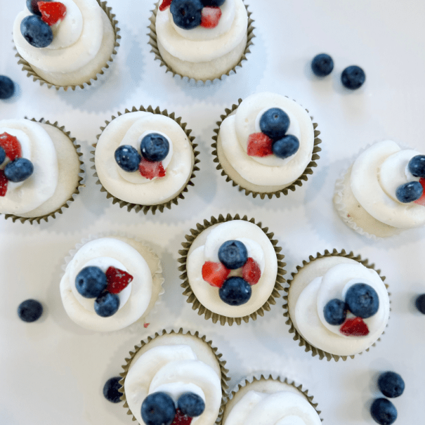 Red white and blue patriotic cupcakes
