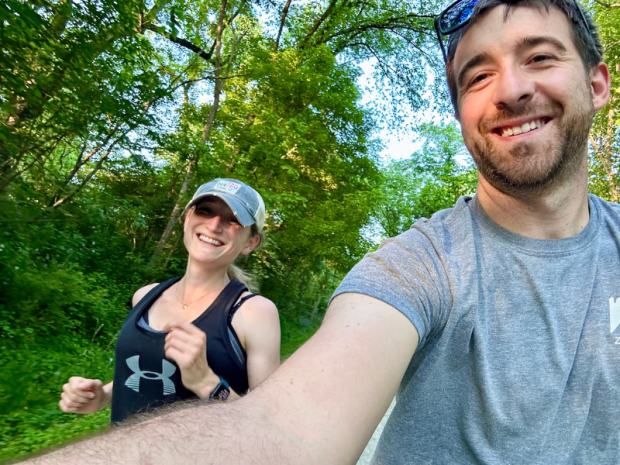 Guy and girl selfie on Montour Trail