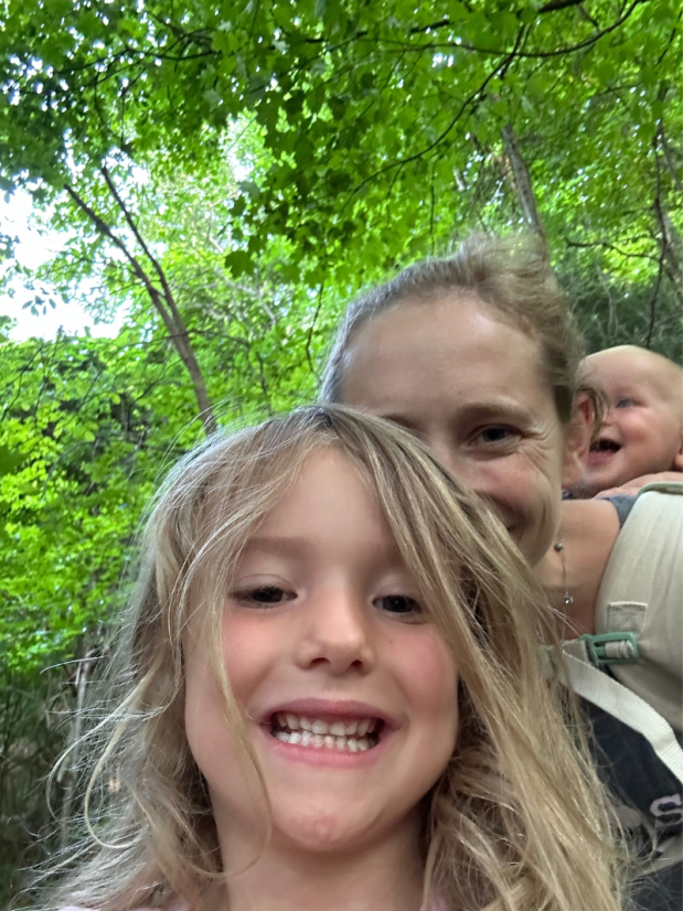 Selfie with mom, daughter, and baby boy