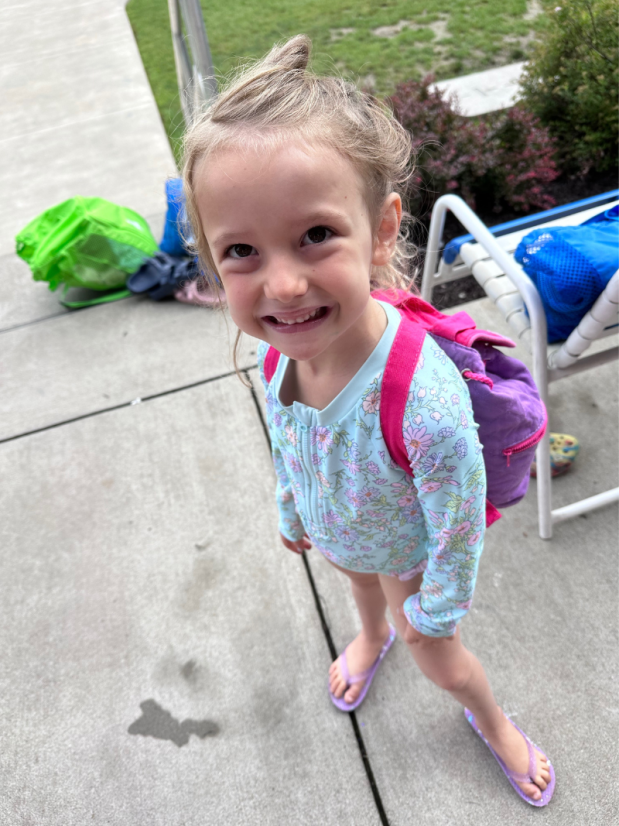 Girl at swim lessons