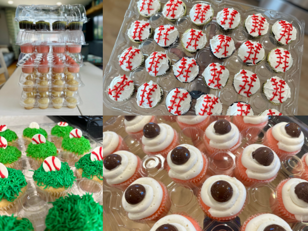 Baseball cupcakes