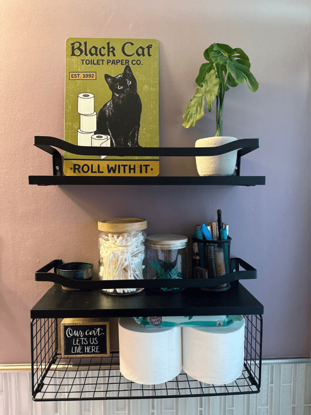 Black bathroom shelf