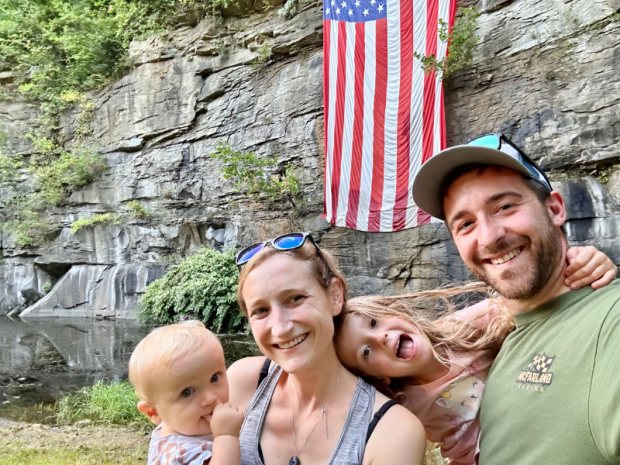 Family photo on Panhandle Trail Rock the Quarry