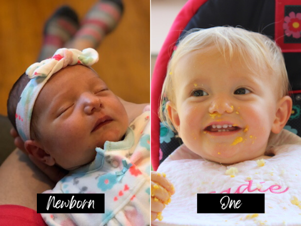 Newborn and one year old