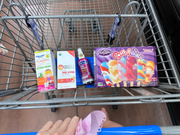 Shopping cart for child with strep throat
