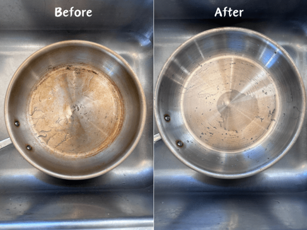 Pan before and after Bar Keeper's Friend