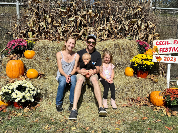 Family photo at fall festival