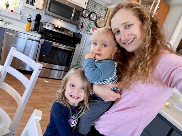 Mom with baby and daughter