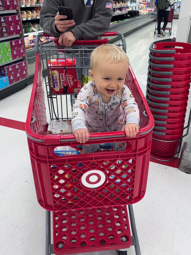 Baby boy in Target cart