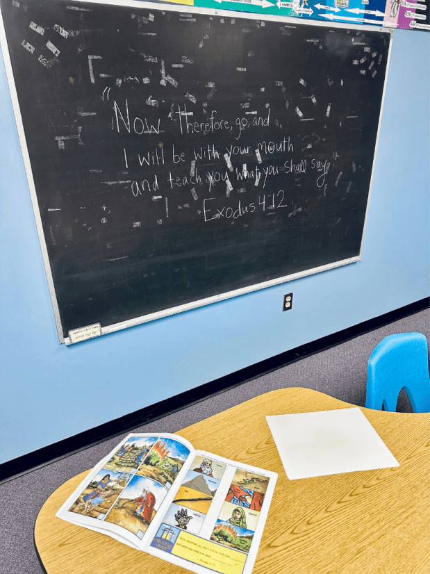 Chalk board with Exodus 4:12 