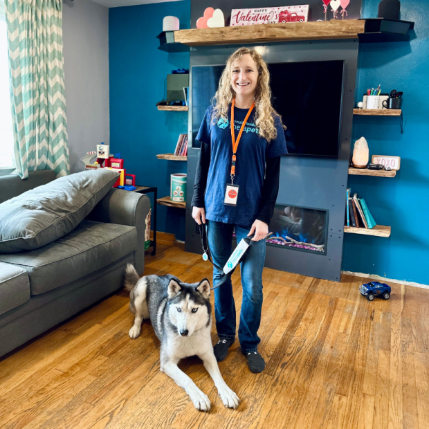 Therapy dog and handler