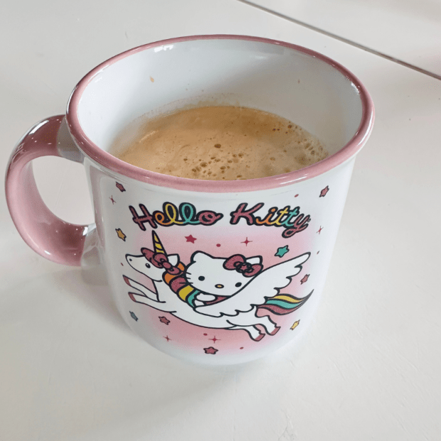 Coffee in a Hello Kitty mug