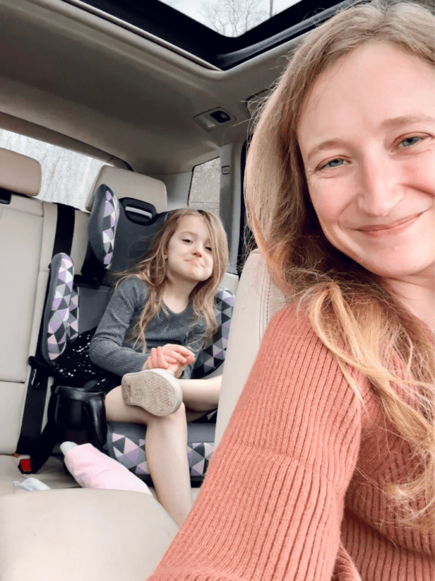 Mom and daughter selfie in car