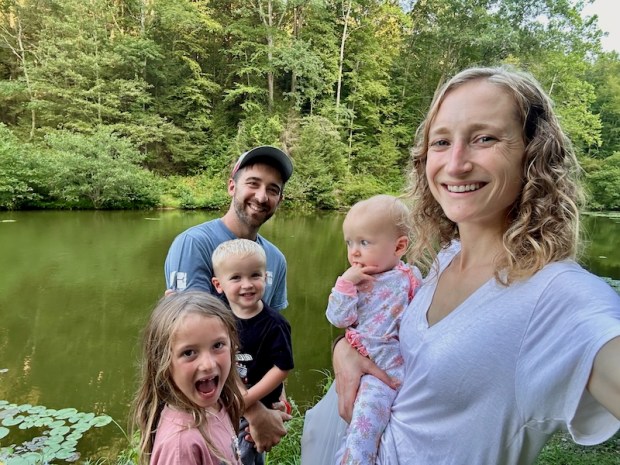 Family of five selfie