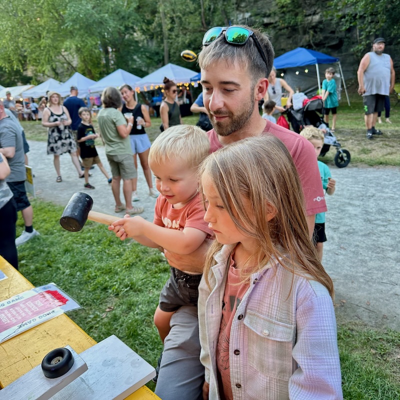 Dad playing games with kids