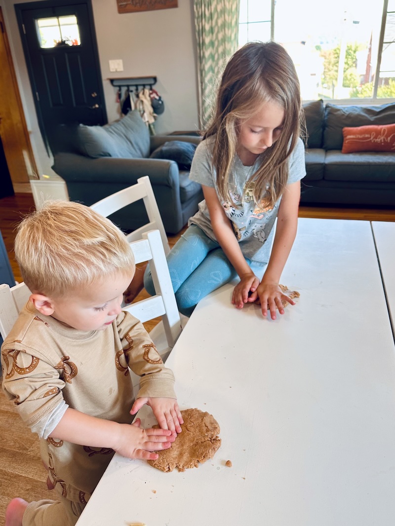 Kids playing with homemade play-doh