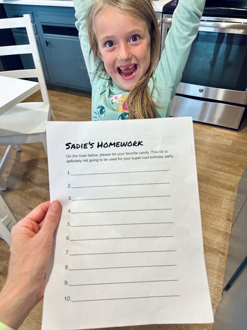 Funny homework assignment about candy