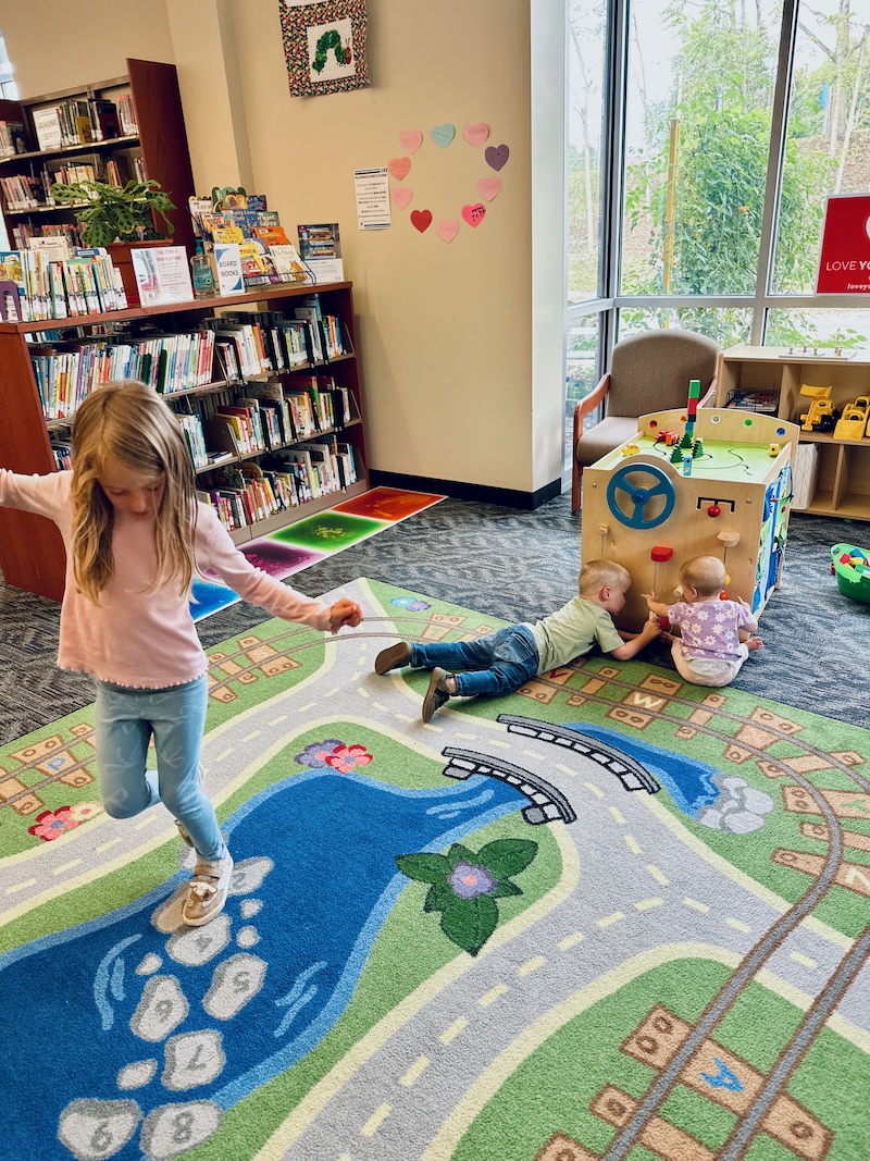 Kids playing at the library