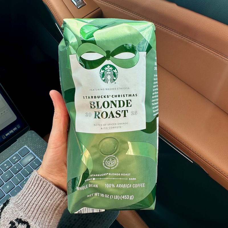 Starbucks Christmas Blonde Roast coffee beans