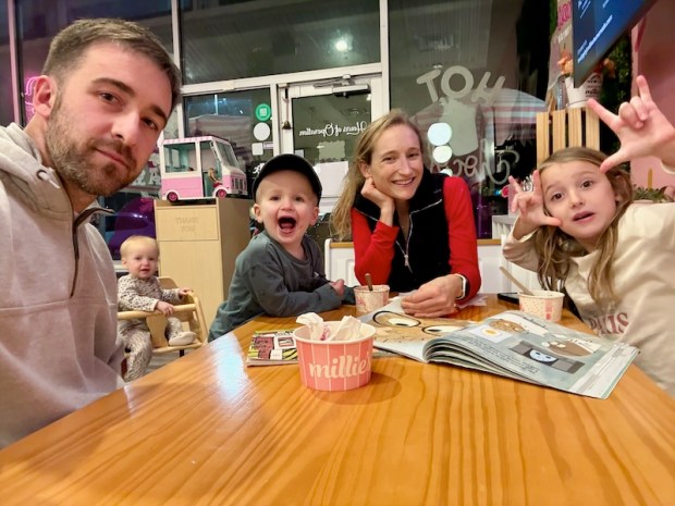 Family selfie at Millie's Ice Cream in Pittsburgh, PA