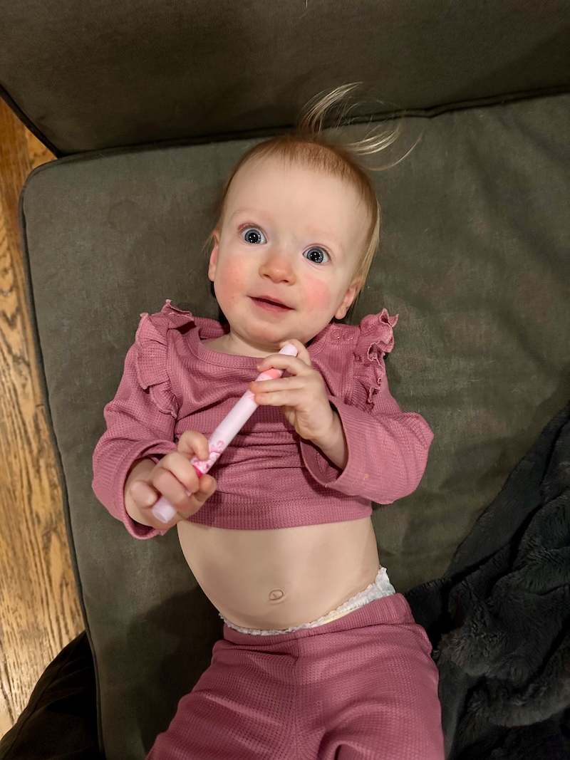 Baby girl with crazy hair