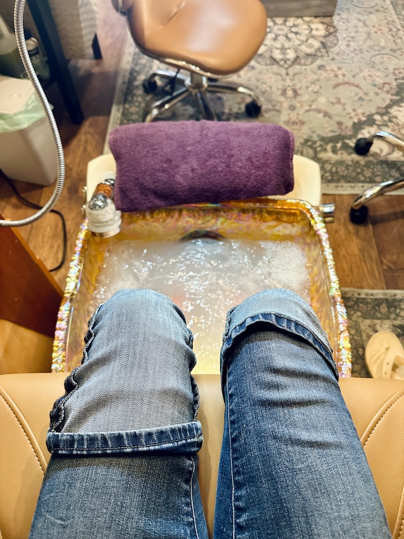Girl in pedicure chair