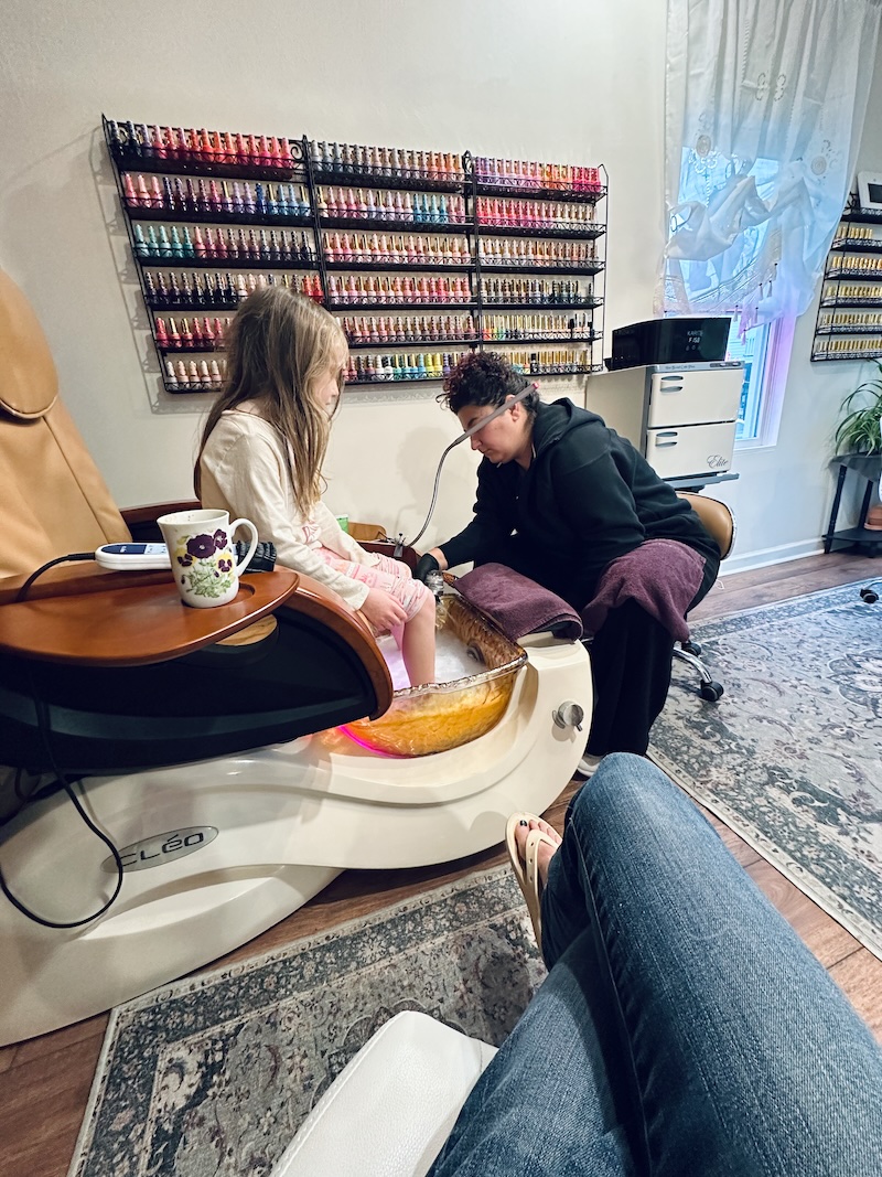 Girl getting a pedicure