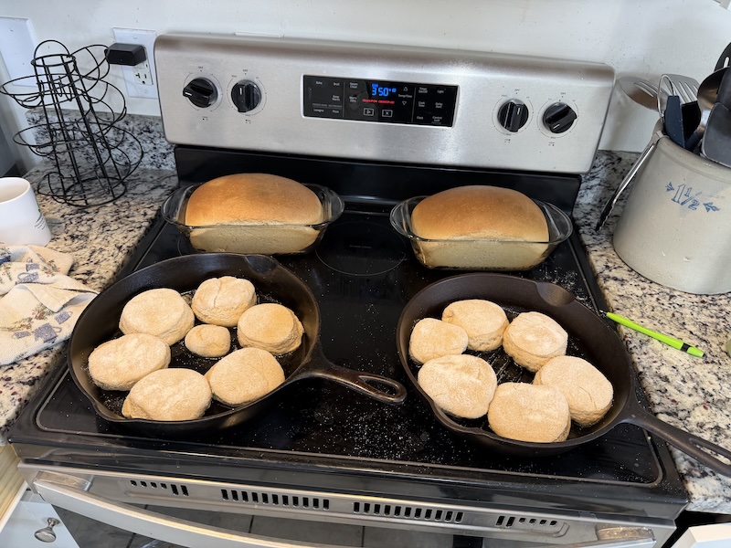 Bread and English muffins made with freshly milled flour