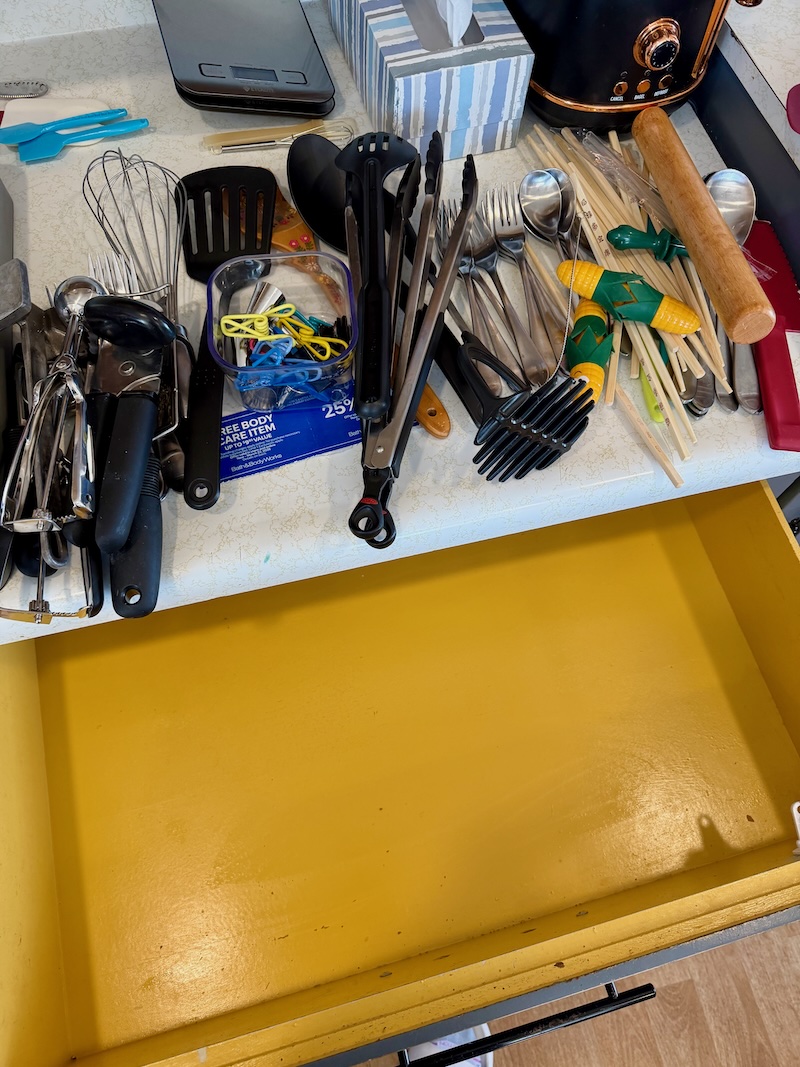 Empty silverware drawer ready to organize