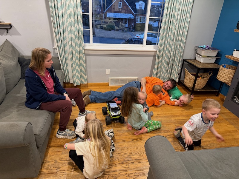 Kids playing on living room floor