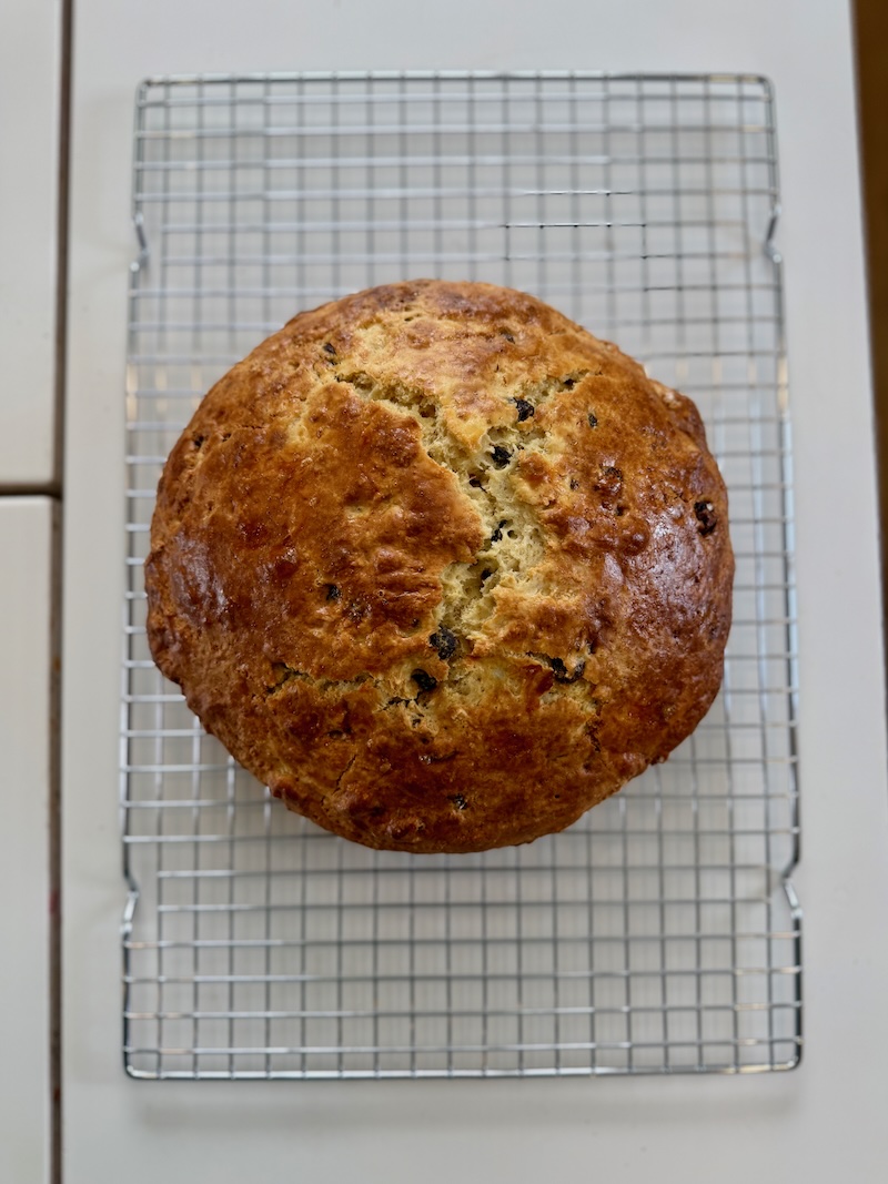 Irish soda bread on a cooling rack