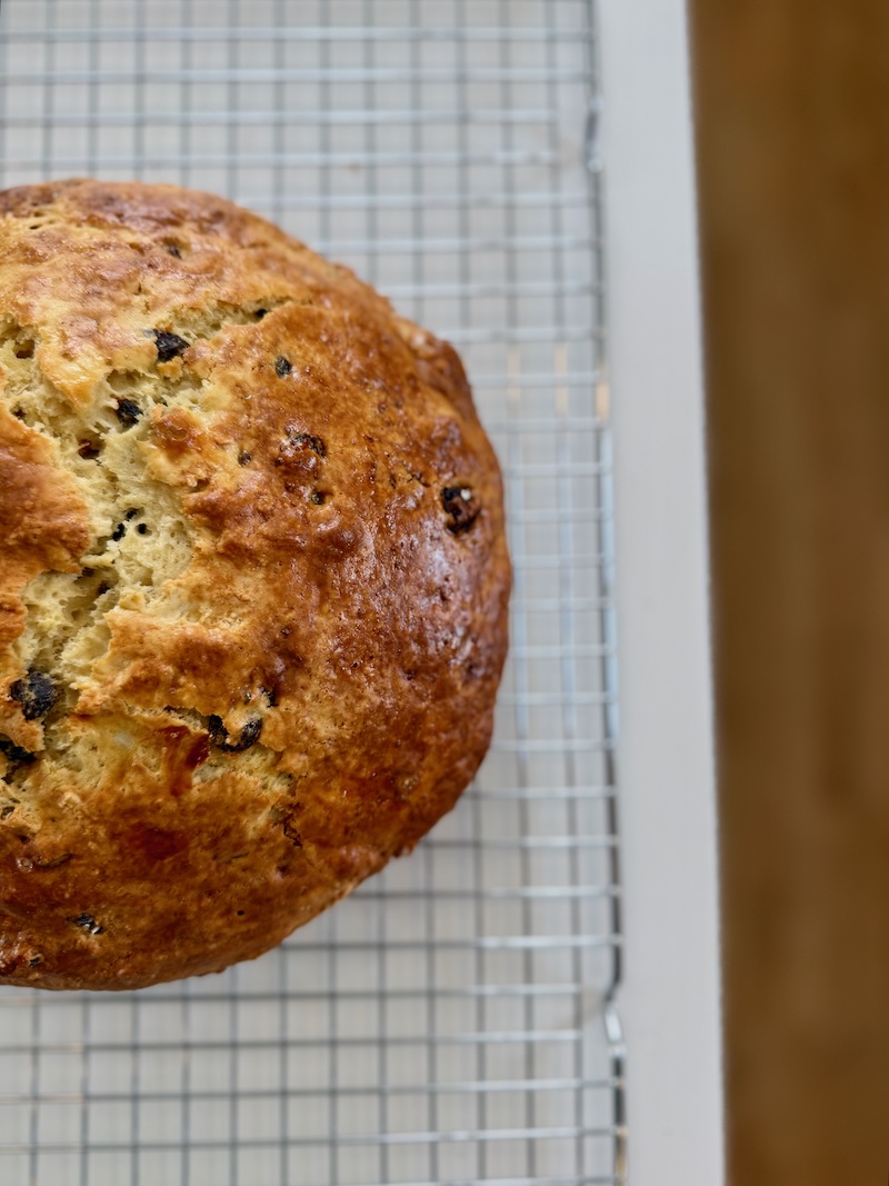 Irish soda bread on cooling rack
