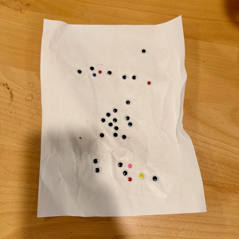Paper with googly eyes