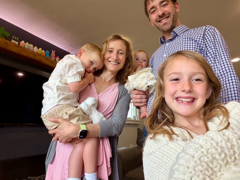 Family of five selfie