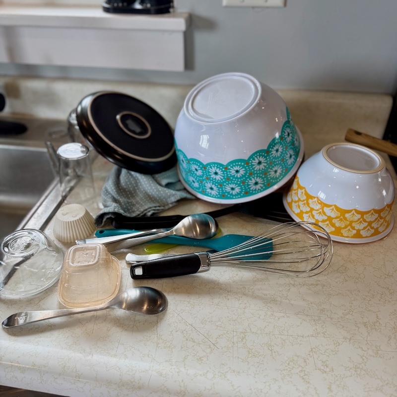 Dishes on kitchen counter