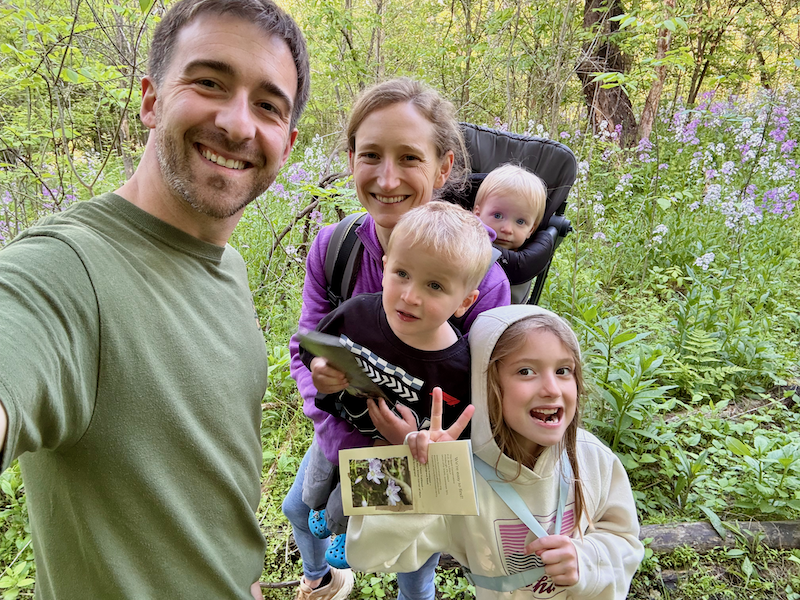 Family selfie outside hiking