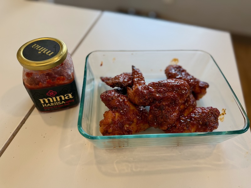 Spicy harissa sauce and chicken wings