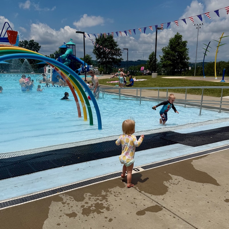 Kids at outdoor pool