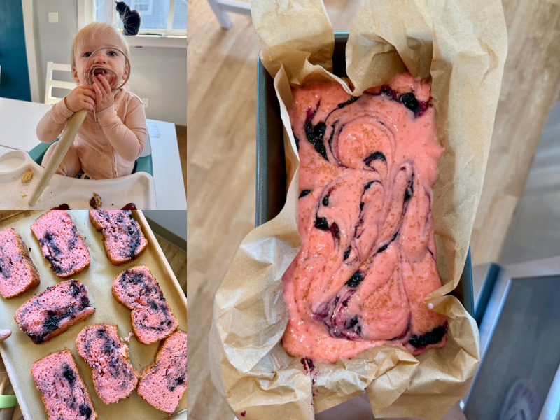 Strawberry blueberry marbled bread