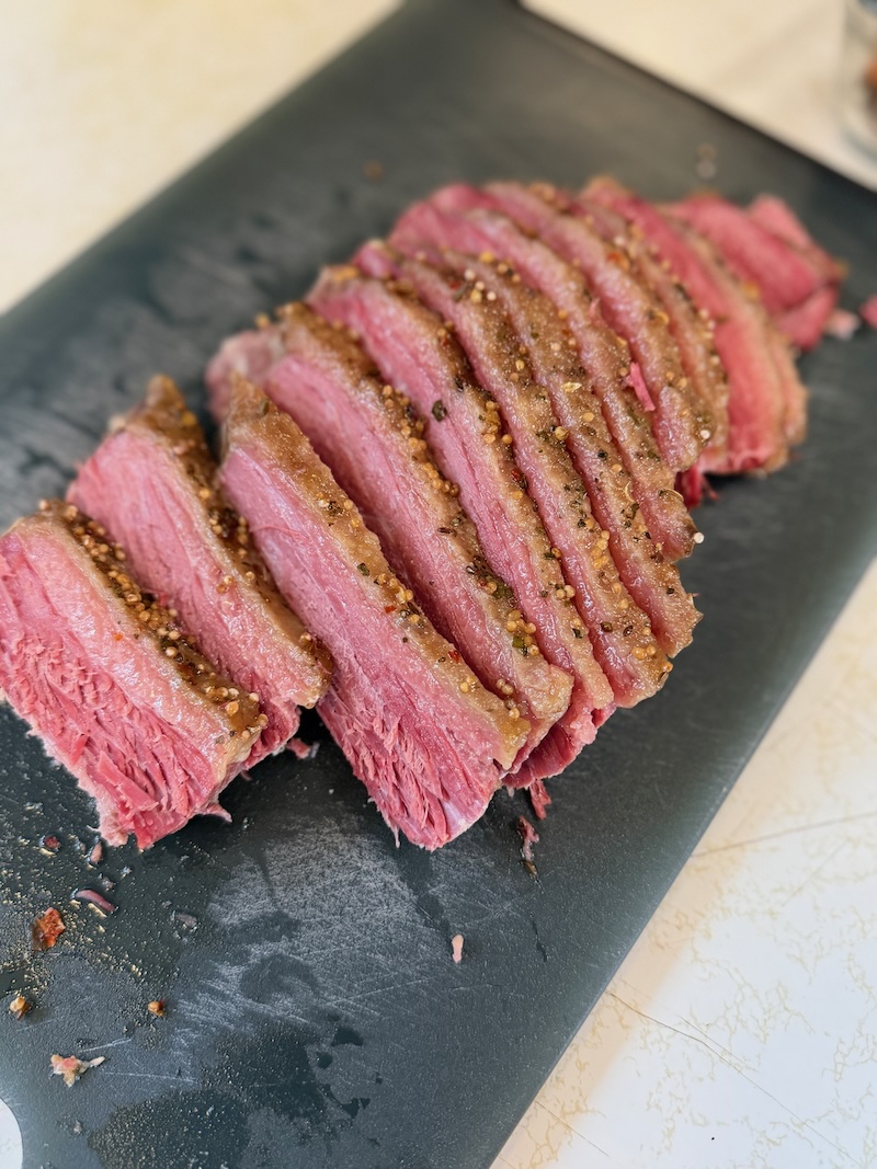 Corned beef brisket on cutting board