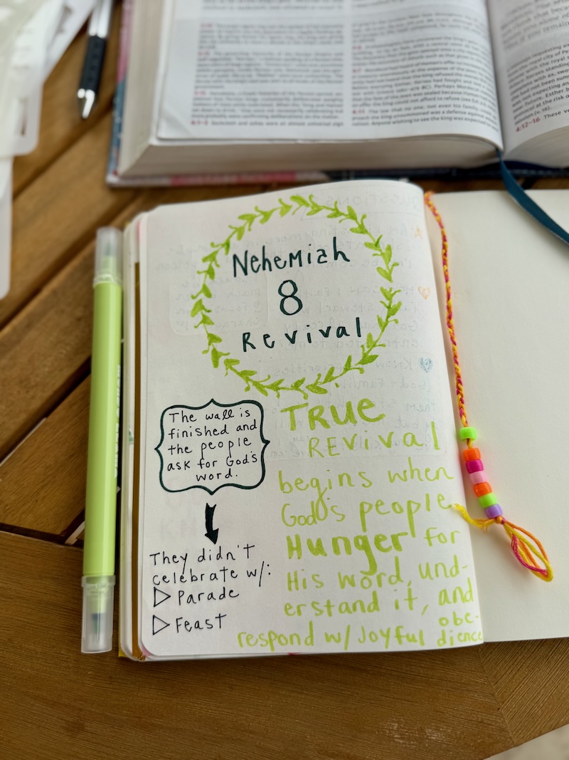 Nehemiah 8 Bible journaling notes