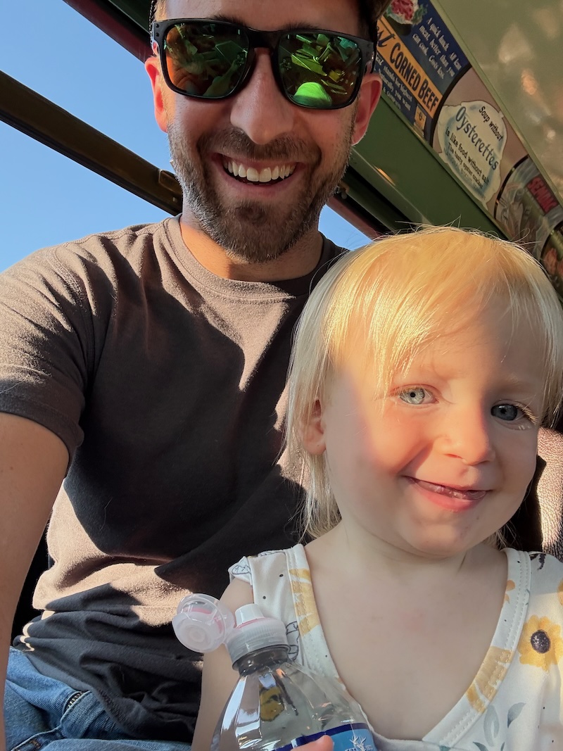 Toddler girl and dad selfie