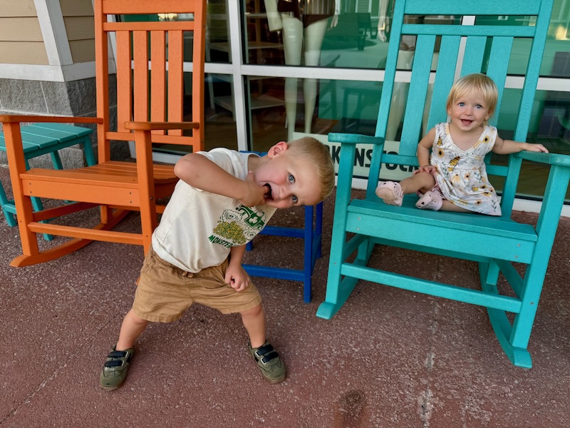 Toddler boy and girl at Tanger Outlets