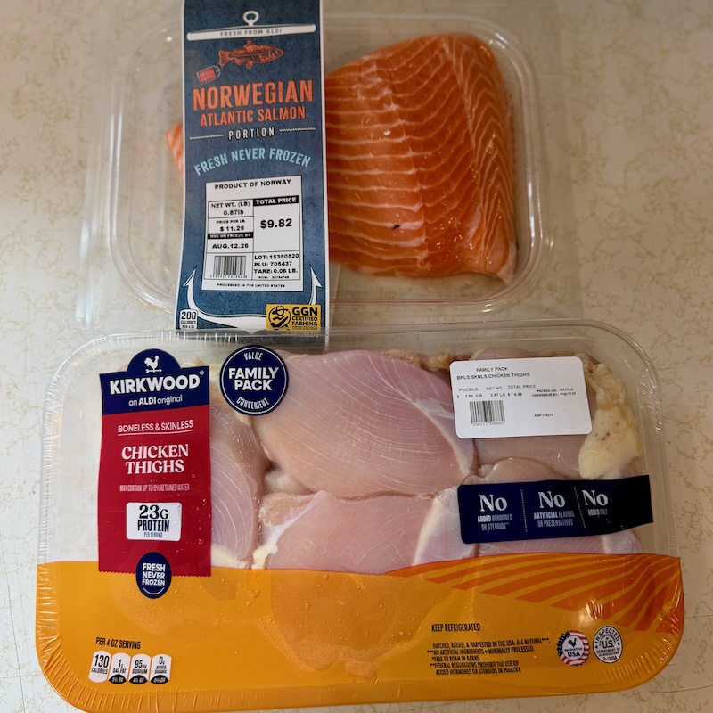 Salmon and chicken from Aldi