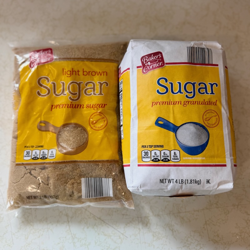 Brown sugar and granulated sugar from Aldi