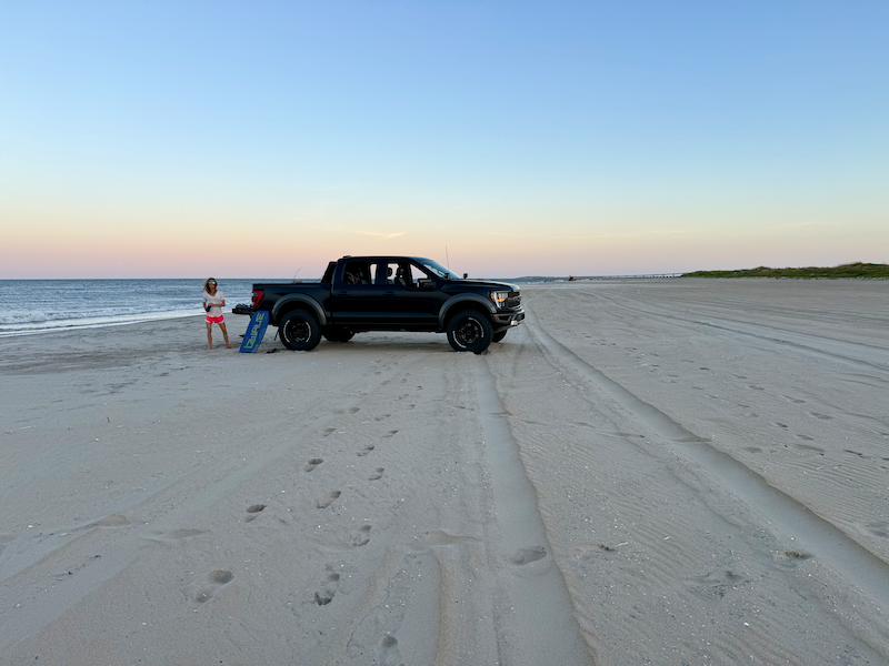 Ford Raptor on beach